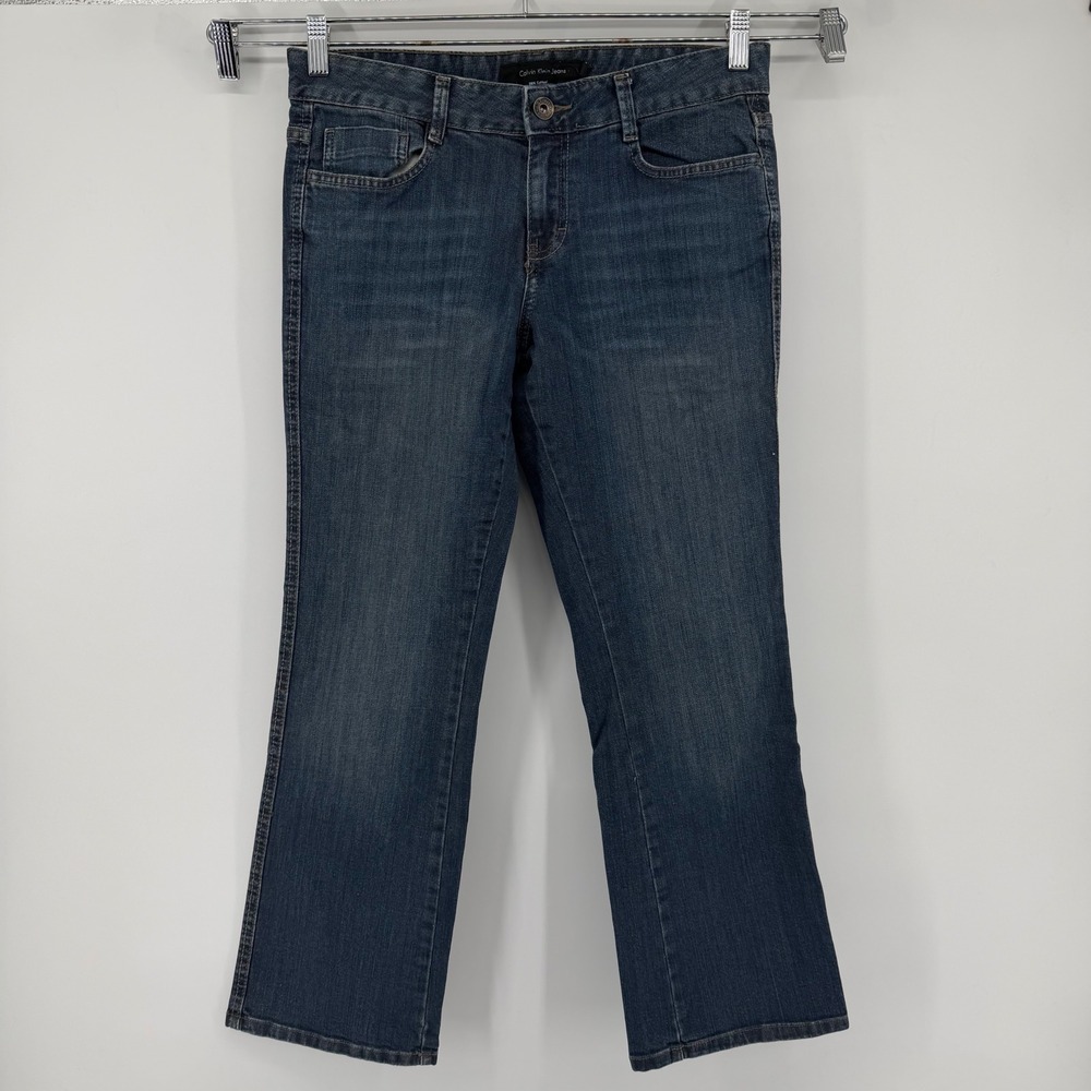 Calvin Klein Jeans Womens 8/30 Blue Lean Bootcut Dark Wash‎ Stretch Flap Pocket